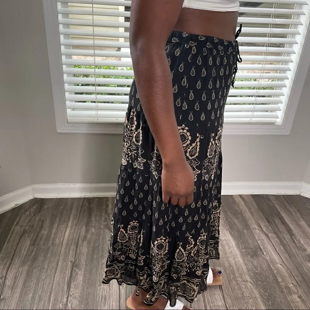 Lauren Ralph Lauren Floral Maxi Fare Skirt Paisley Elastic Waist Cotton Sz.MP